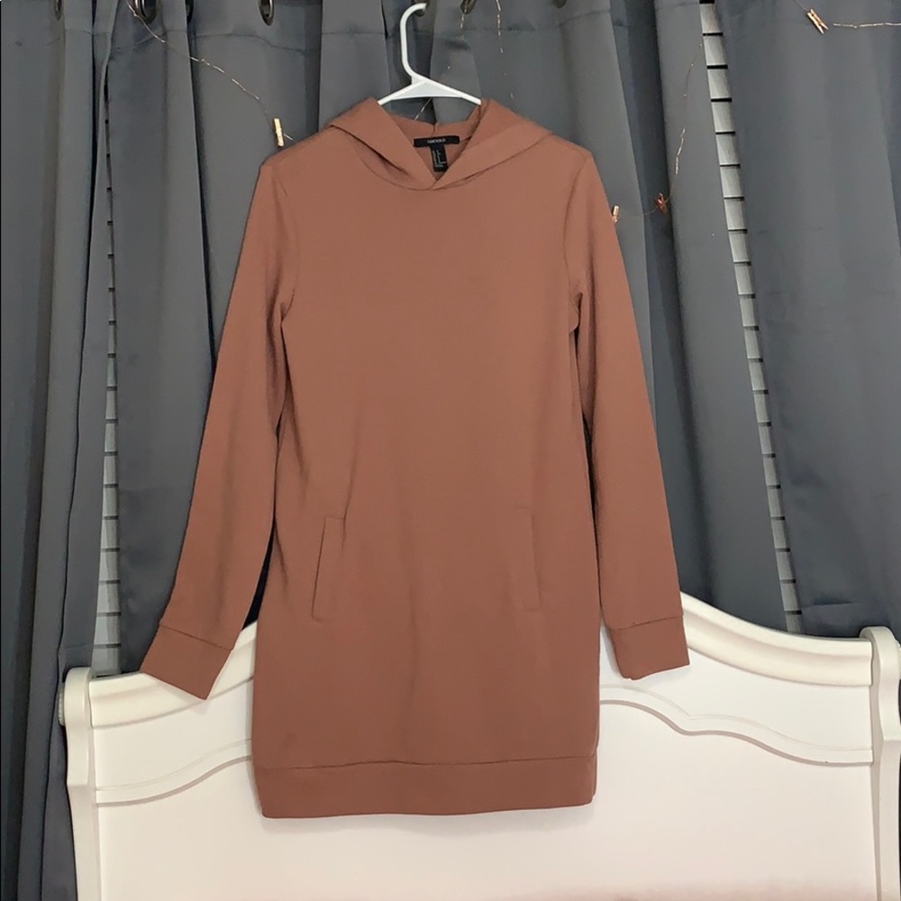 COPY - Mauve pink hooded sweatshirt dress with po…